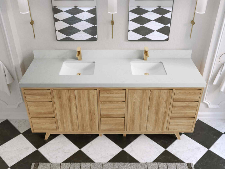 Madison Teak Wood 80 in. W x 22 in. D Double Sink Bathroom Vanity - photo 20