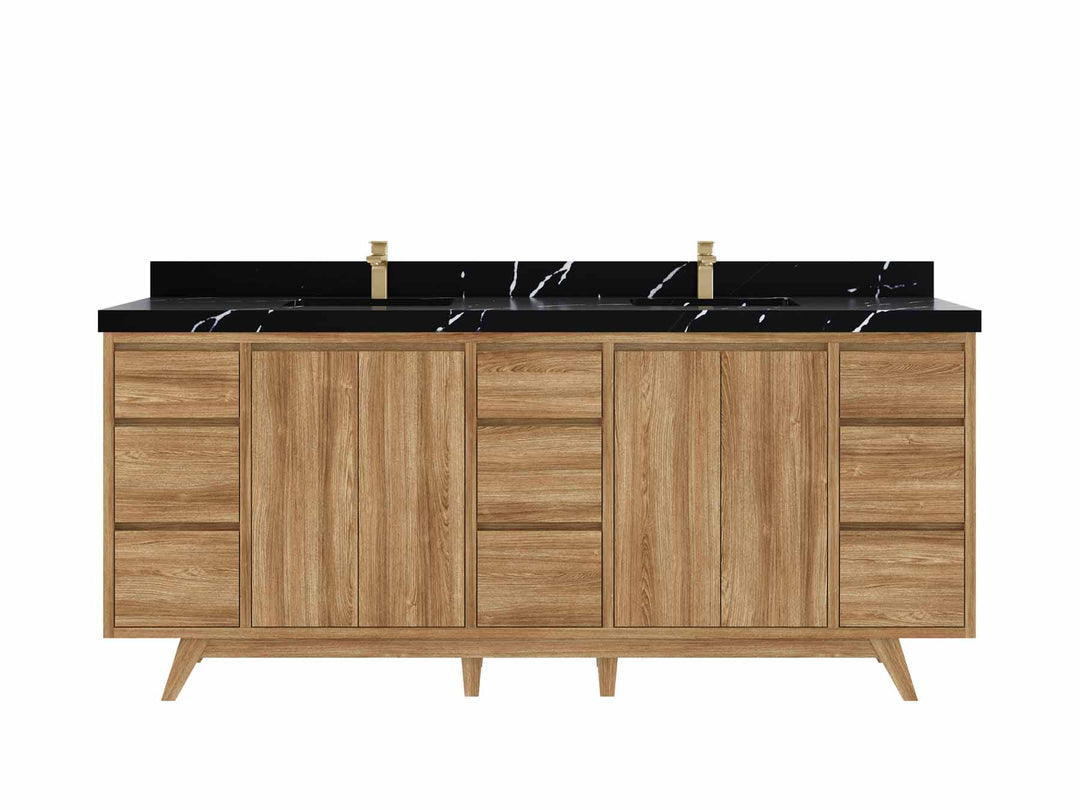 Madison Teak Wood 80 in. W x 22 in. D Double Sink Bathroom Vanity