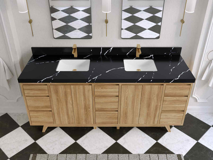 Madison Teak Wood 80 in. W x 22 in. D Double Sink Bathroom Vanity - photo 6