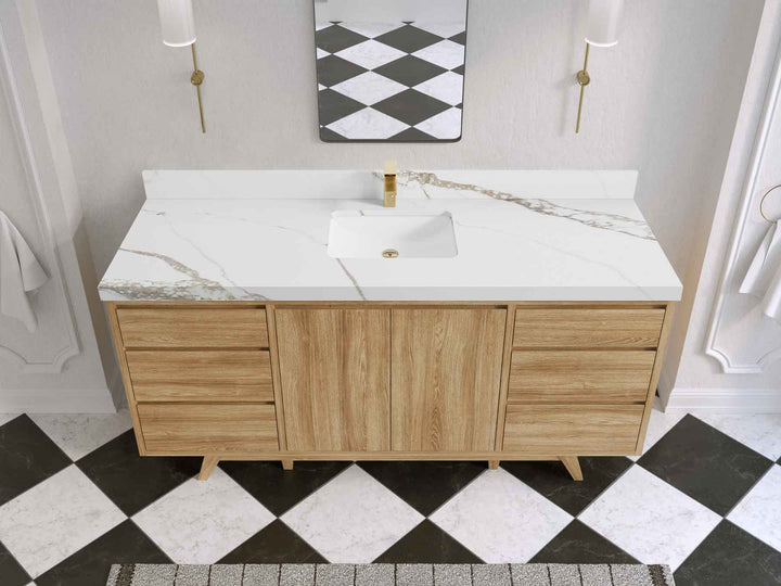 Madison Teak Wood 72 in. W x 22 in. D Single Sink Bathroom Vanity - photo 13