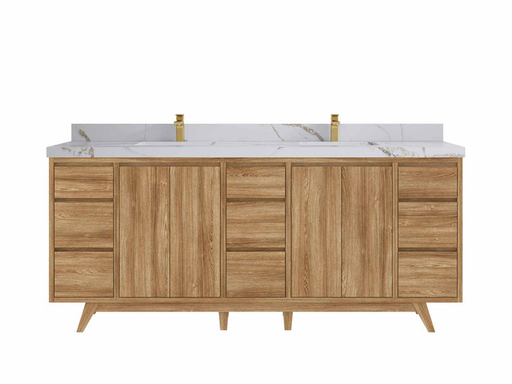 Madison Teak Wood 80 in. W x 22 in. D Double Sink Bathroom Vanity - photo 9