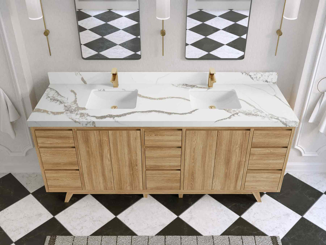 Madison Teak Wood 80 in. W x 22 in. D Double Sink Bathroom Vanity