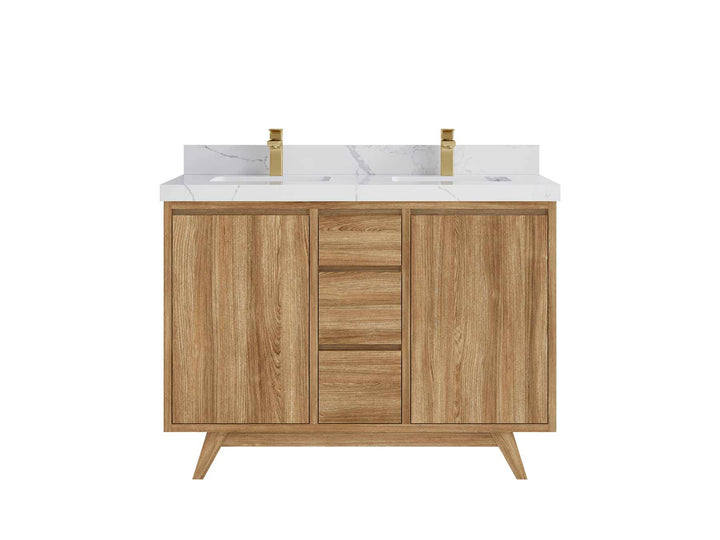 Madison Teak Wood 48 in. W x 22 in. D Double Sink Bathroom Vanity - photo 10