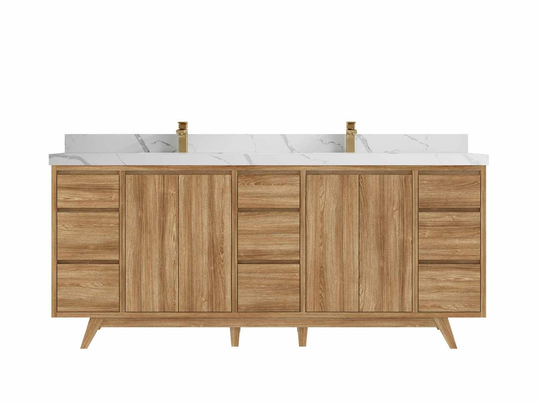 Madison Teak Wood 80 in. W x 22 in. D Double Sink Bathroom Vanity