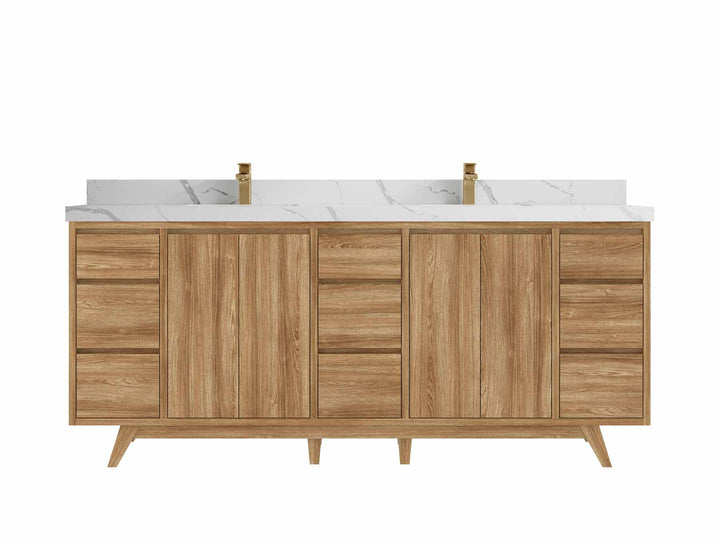 Madison Teak Wood 80 in. W x 22 in. D Double Sink Bathroom Vanity - photo 11