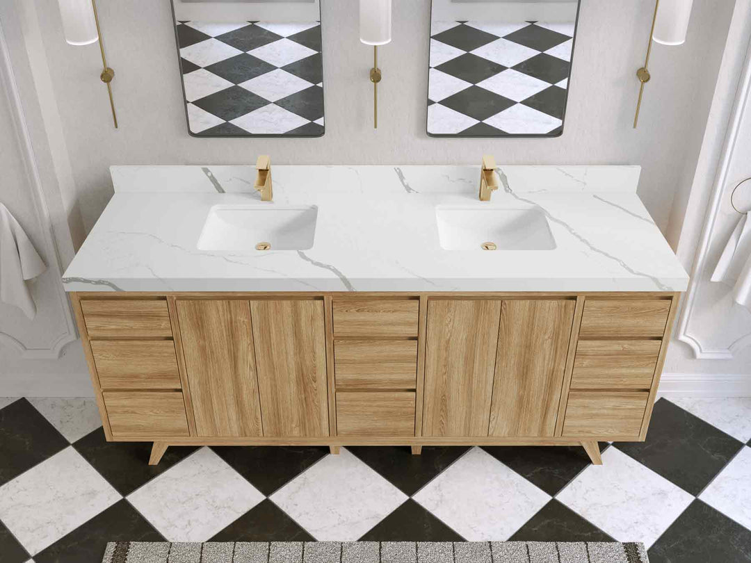 Madison Teak Wood 80 in. W x 22 in. D Double Sink Bathroom Vanity