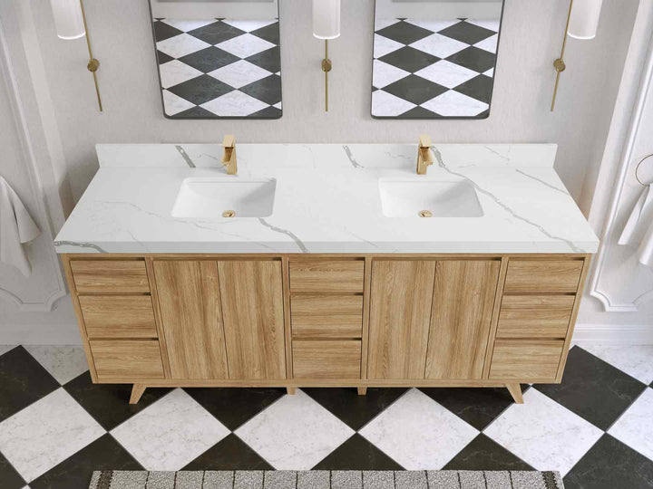 Madison Teak Wood 80 in. W x 22 in. D Double Sink Bathroom Vanity - photo 10