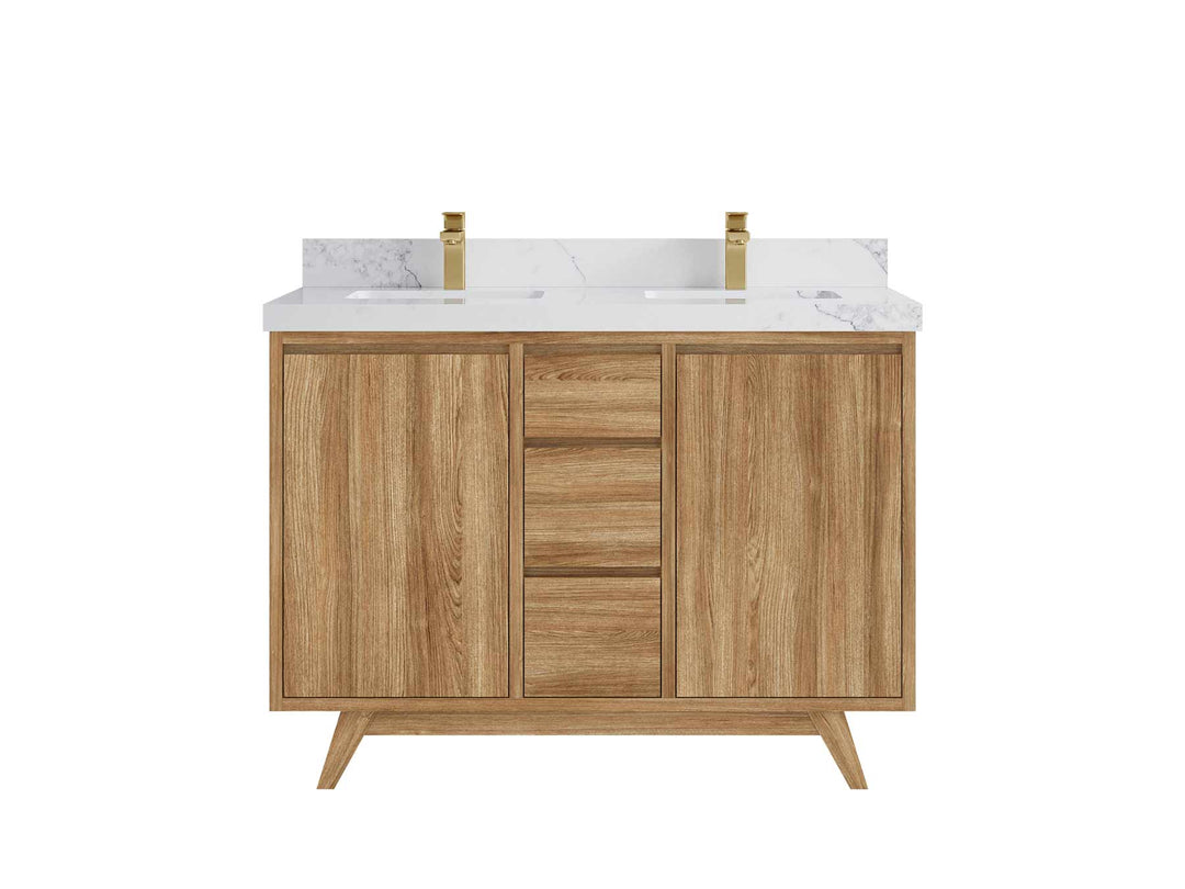 Madison Teak Wood 48 in. W x 22 in. D Double Sink Bathroom Vanity
