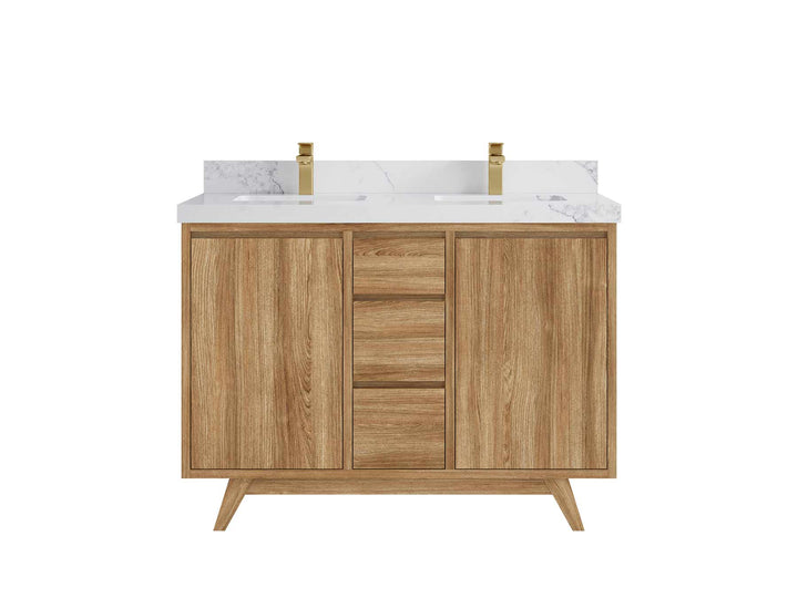 Madison Teak Wood 48 in. W x 22 in. D Double Sink Bathroom Vanity - photo 12