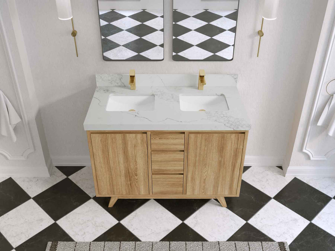 Madison Teak Wood 48 in. W x 22 in. D Double Sink Bathroom Vanity