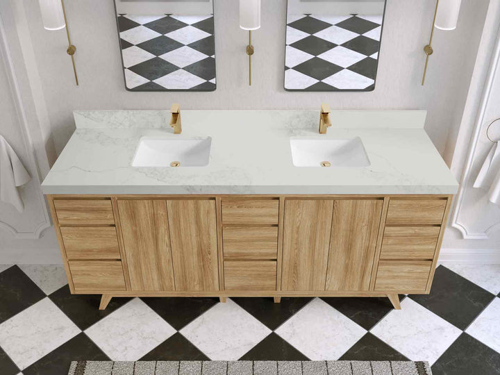Madison Teak Wood 80 in. W x 22 in. D Double Sink Bathroom Vanity - photo 12