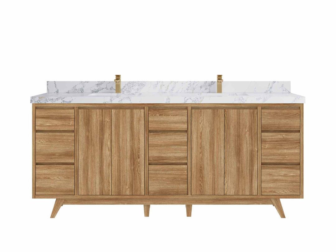 Madison Teak Wood 80 in. W x 22 in. D Double Sink Bathroom Vanity