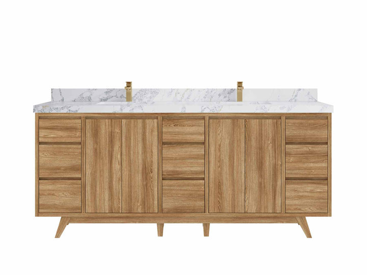 Madison Teak Wood 80 in. W x 22 in. D Double Sink Bathroom Vanity - photo 15