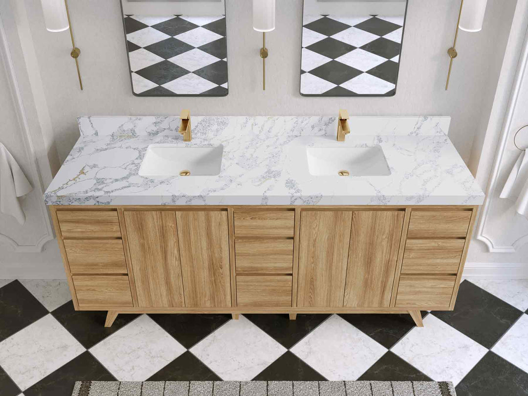 Madison Teak Wood 80 in. W x 22 in. D Double Sink Bathroom Vanity