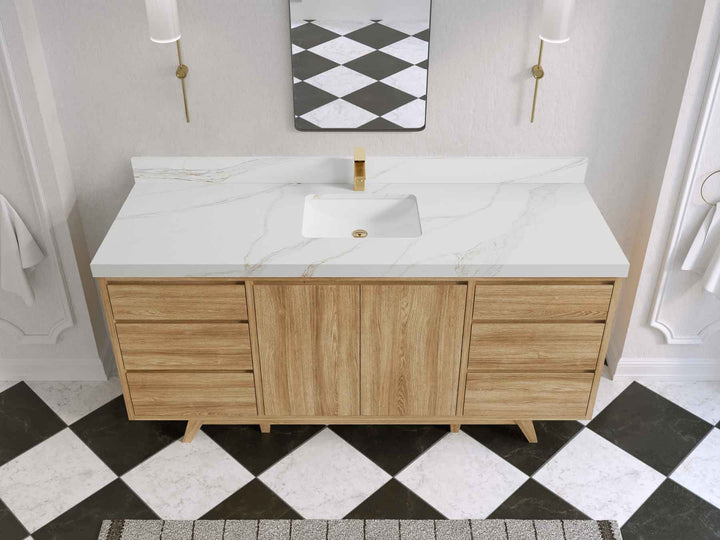 Madison Teak Wood 72 in. W x 22 in. D Single Sink Bathroom Vanity - photo 21