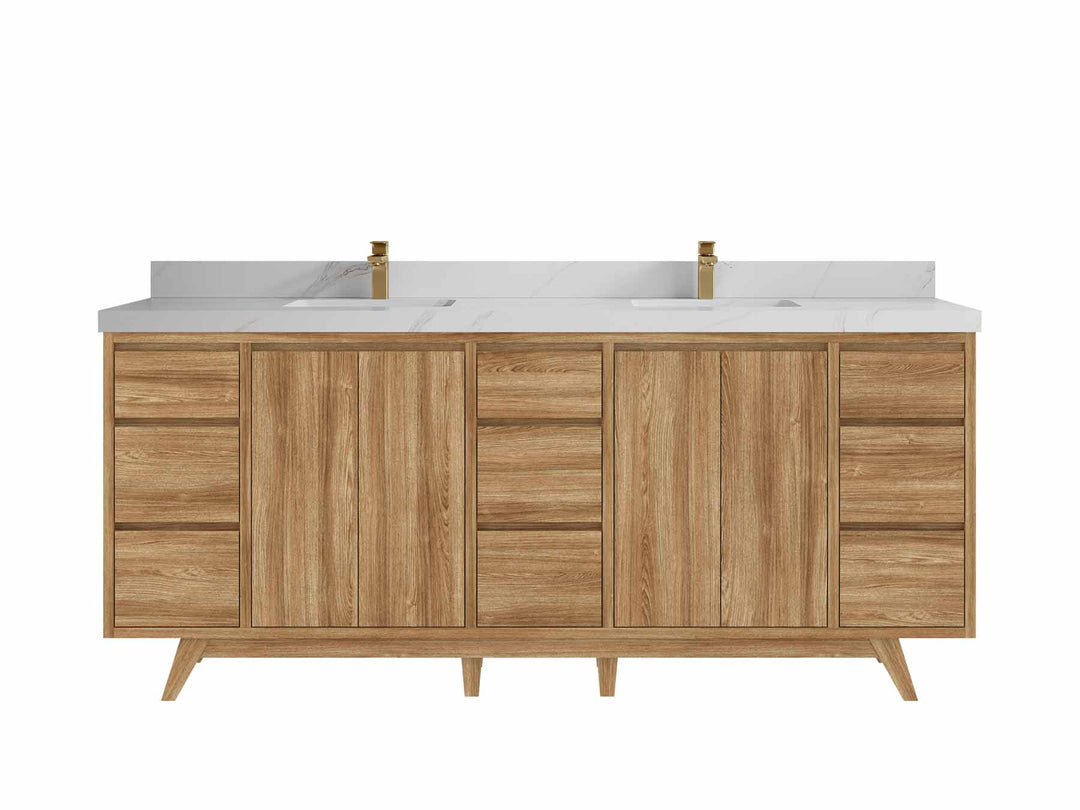 Madison Teak Wood 80 in. W x 22 in. D Double Sink Bathroom Vanity