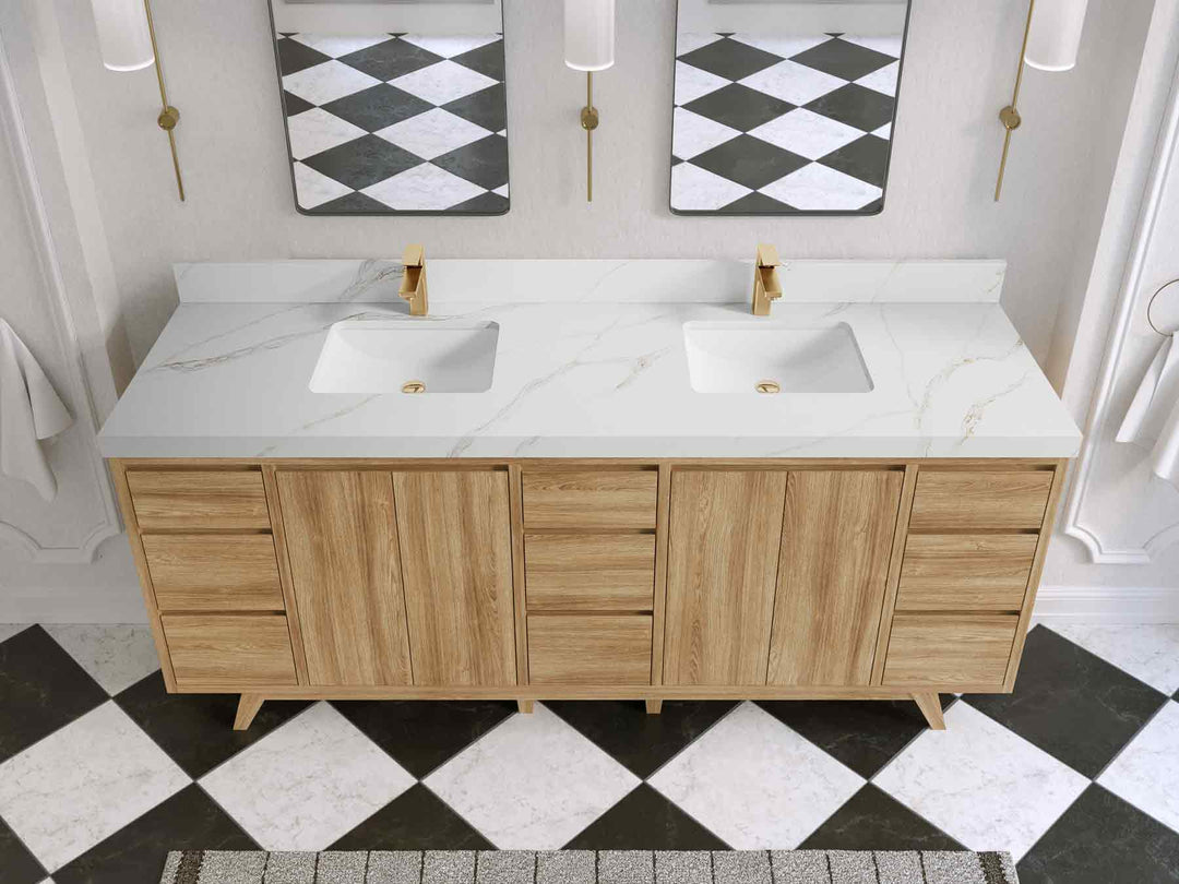 Madison Teak Wood 80 in. W x 22 in. D Double Sink Bathroom Vanity