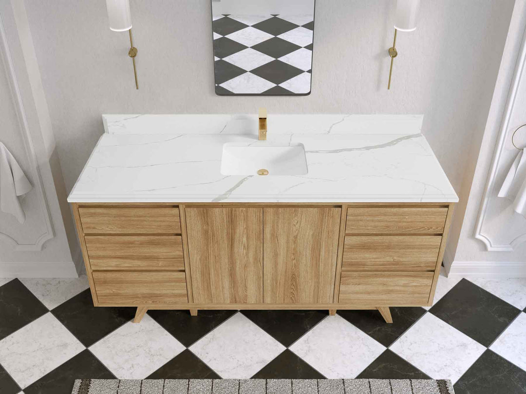 Madison Teak Wood 72 in. W x 22 in. D Single Sink Bathroom Vanity