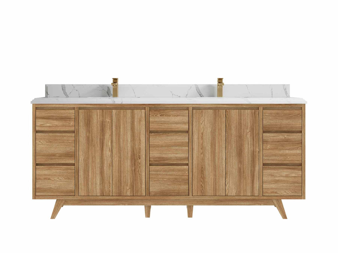 Madison Teak Wood 80 in. W x 22 in. D Double Sink Bathroom Vanity