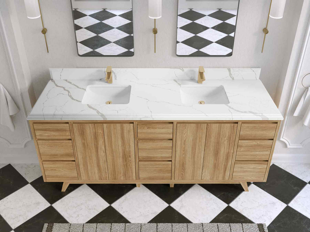 Madison Teak Wood 80 in. W x 22 in. D Double Sink Bathroom Vanity