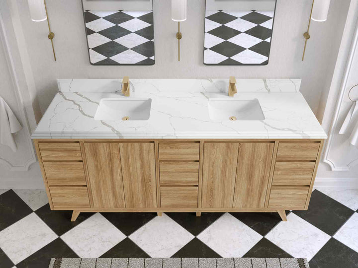 Madison Teak Wood 80 in. W x 22 in. D Double Sink Bathroom Vanity - photo 22