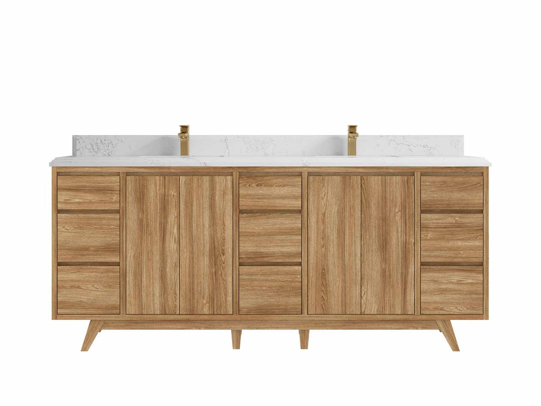 Madison Teak Wood 80 in. W x 22 in. D Double Sink Bathroom Vanity