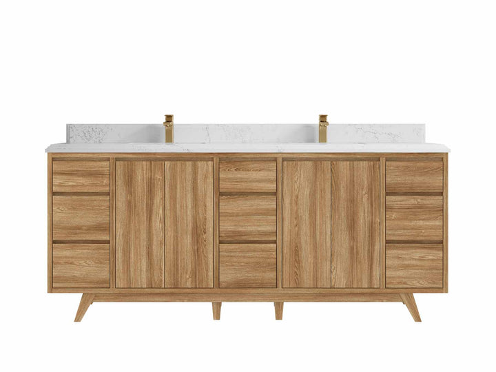 Madison Teak Wood 80 in. W x 22 in. D Double Sink Bathroom Vanity - photo 25