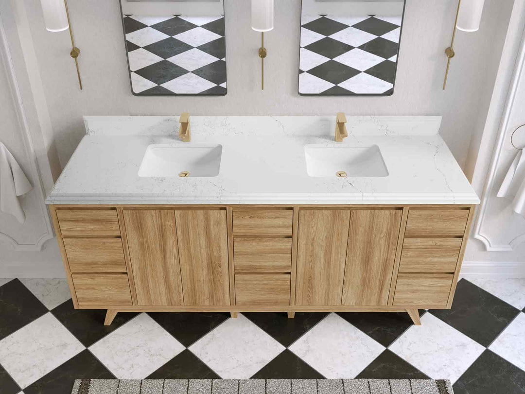 Madison Teak Wood 80 in. W x 22 in. D Double Sink Bathroom Vanity