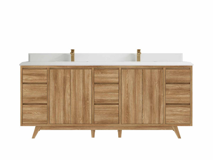 Madison Teak Wood 80 in. W x 22 in. D Double Sink Bathroom Vanity - photo 27