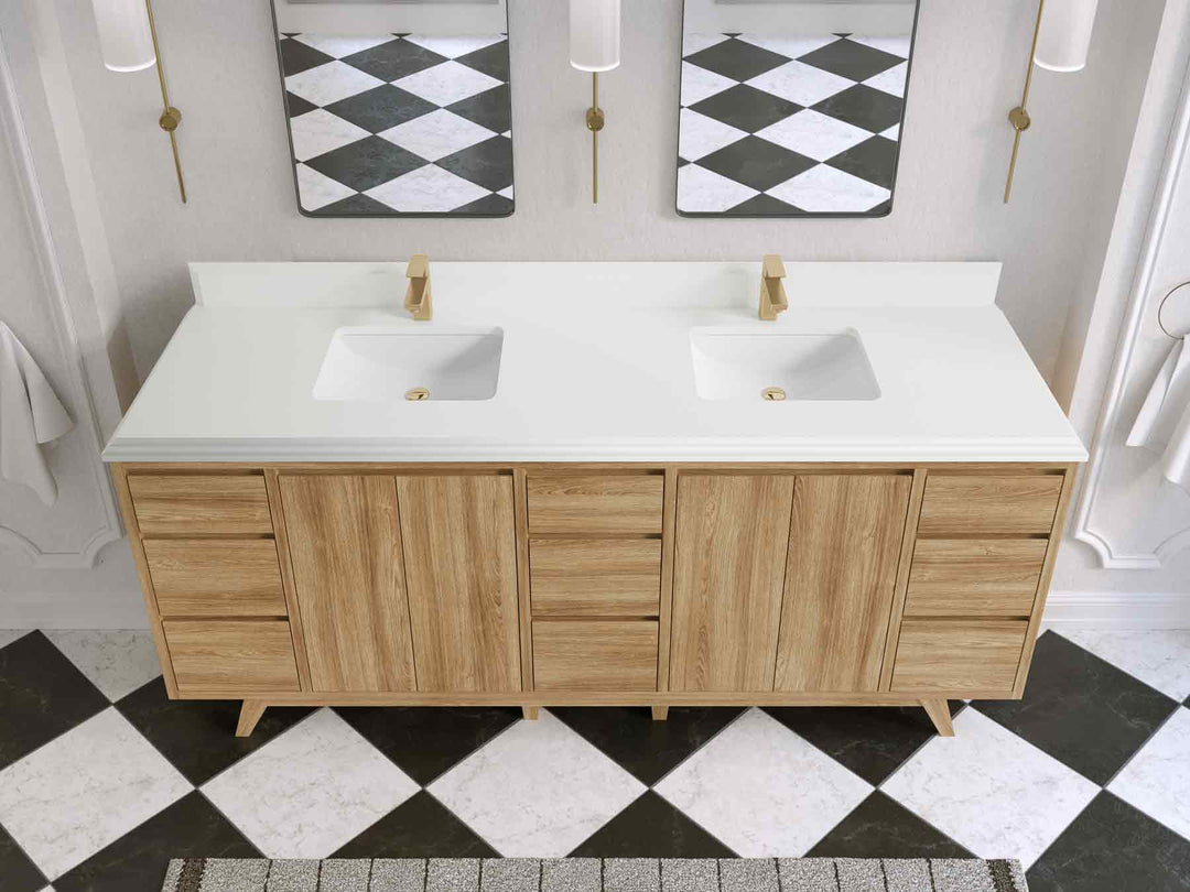 Madison Teak Wood 80 in. W x 22 in. D Double Sink Bathroom Vanity