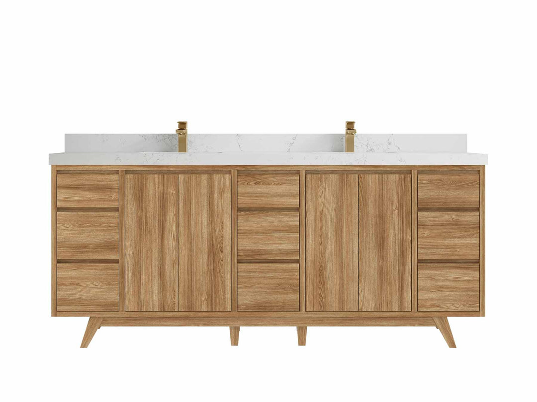 Madison Teak Wood 80 in. W x 22 in. D Double Sink Bathroom Vanity