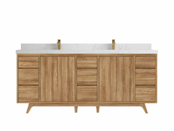 Madison Teak Wood 80 in. W x 22 in. D Double Sink Bathroom Vanity - photo 29