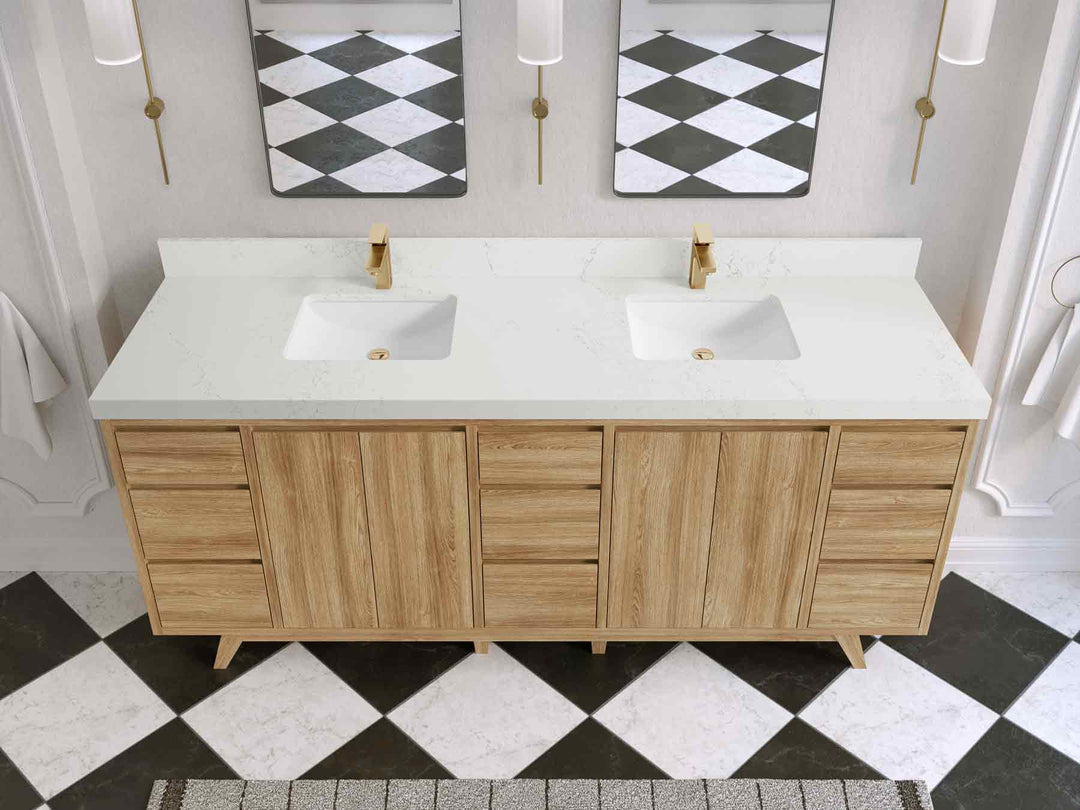 Madison Teak Wood 80 in. W x 22 in. D Double Sink Bathroom Vanity