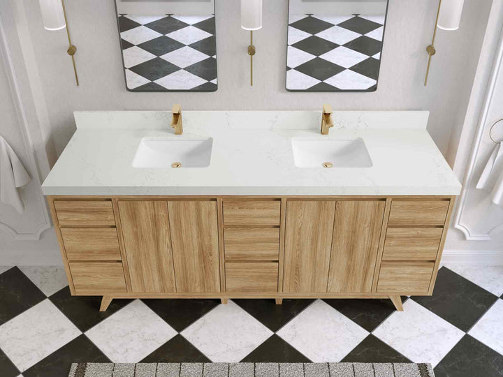 Madison Teak Wood 80 in. W x 22 in. D Double Sink Bathroom Vanity - photo 28