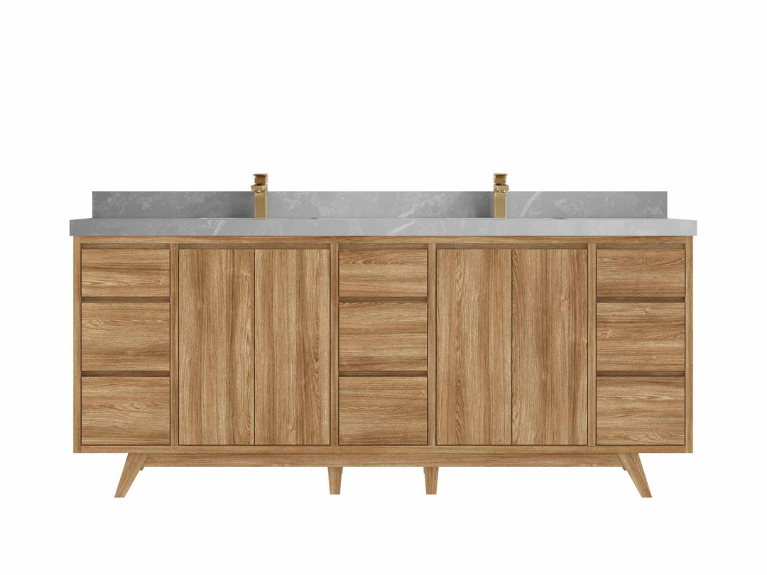 Madison Teak Wood 80 in. W x 22 in. D Double Sink Bathroom Vanity