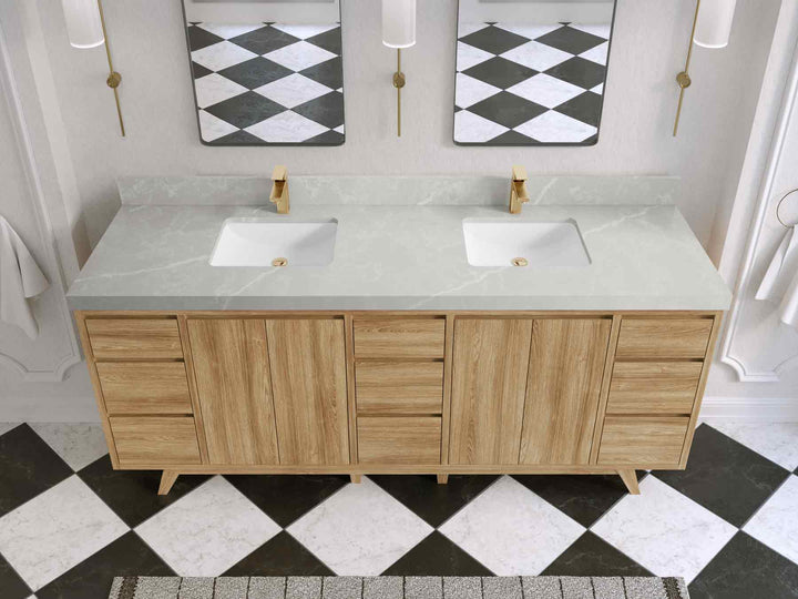 Madison Teak Wood 80 in. W x 22 in. D Double Sink Bathroom Vanity - photo 30