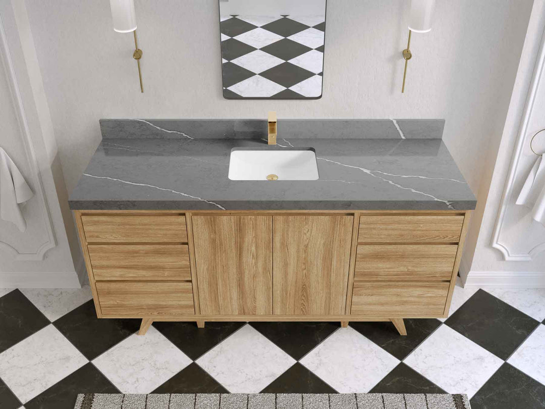 Madison Teak Wood 72 in. W x 22 in. D Single Sink Bathroom Vanity