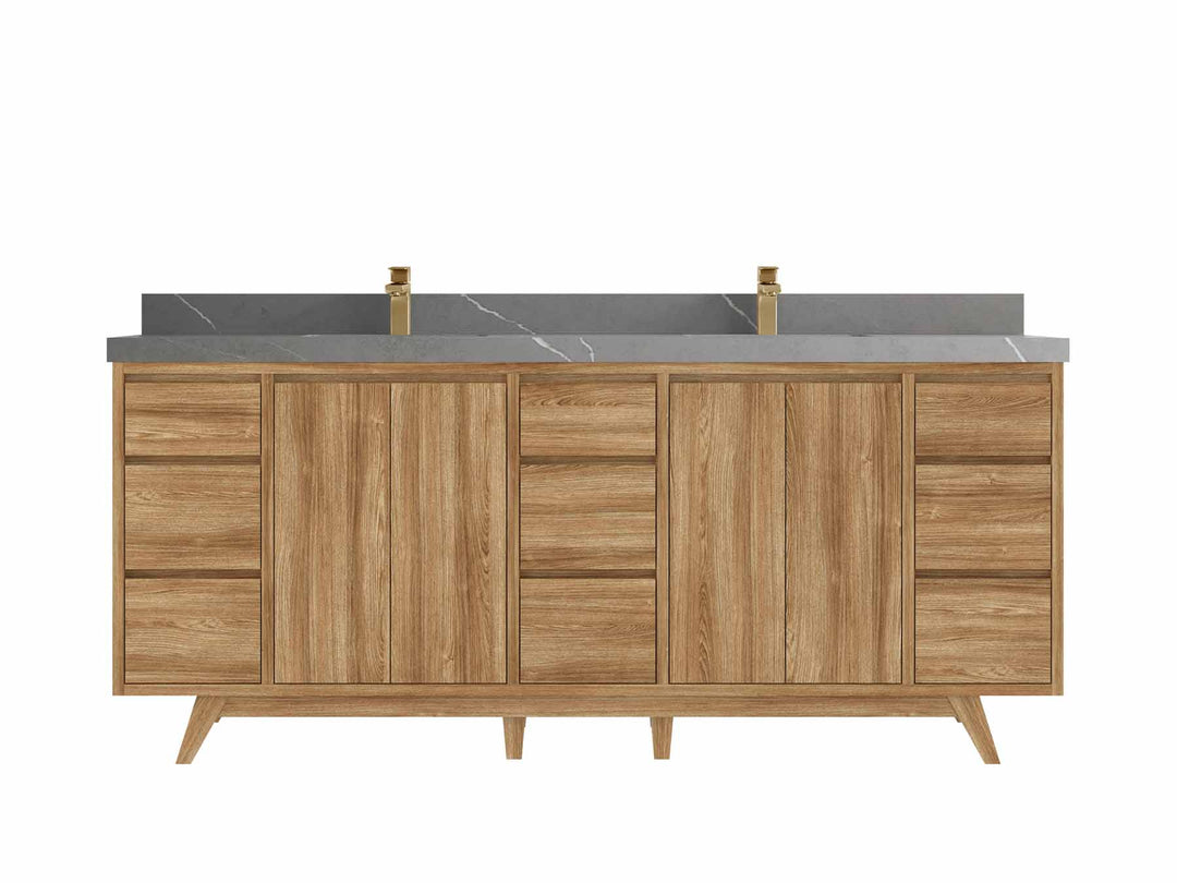 Madison Teak Wood 80 in. W x 22 in. D Double Sink Bathroom Vanity