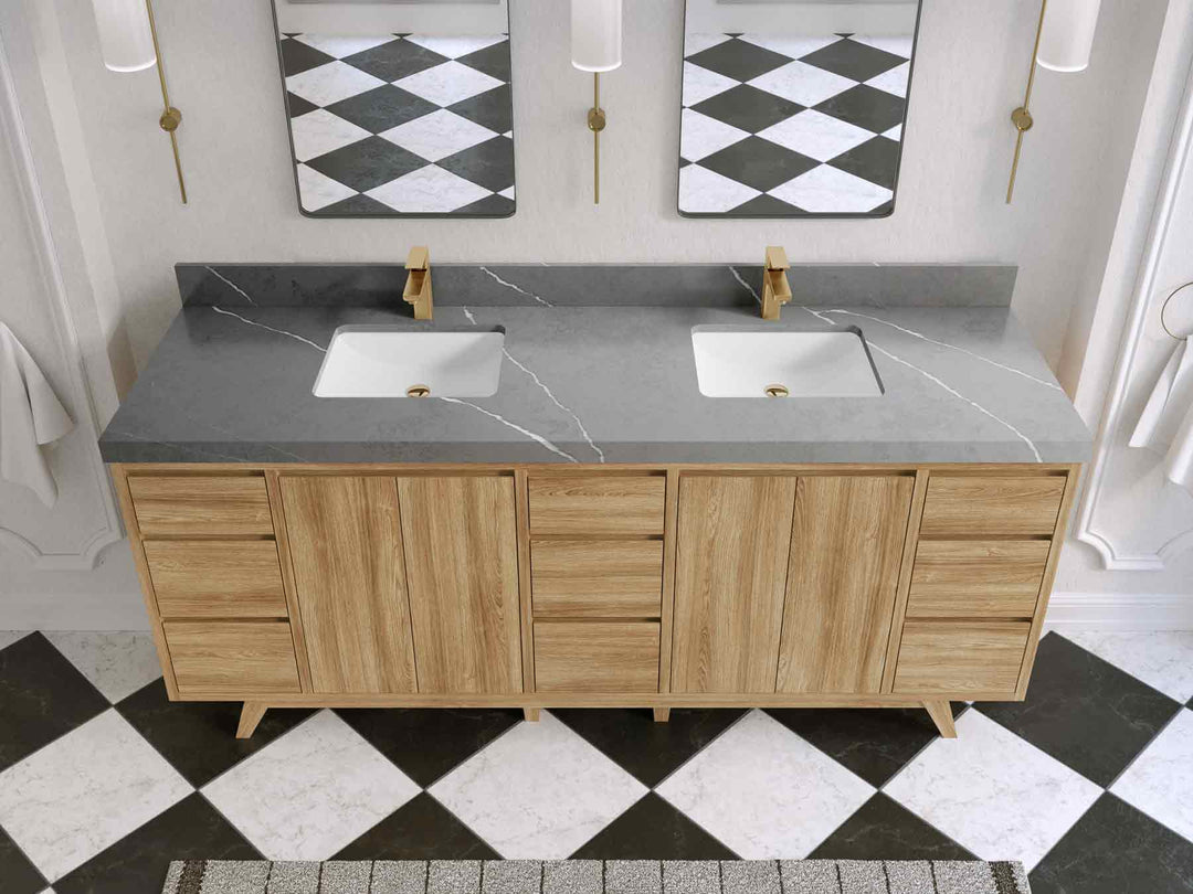 Madison Teak Wood 80 in. W x 22 in. D Double Sink Bathroom Vanity