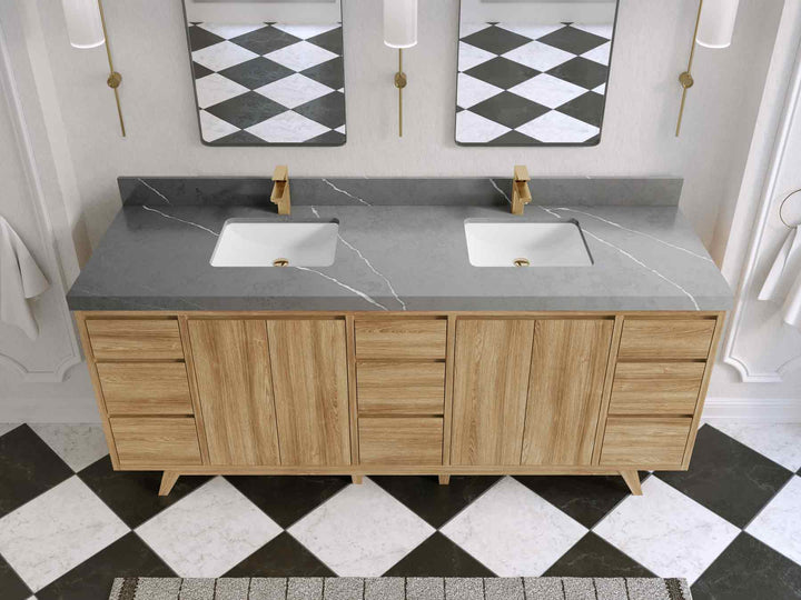 Madison Teak Wood 80 in. W x 22 in. D Double Sink Bathroom Vanity - photo 32