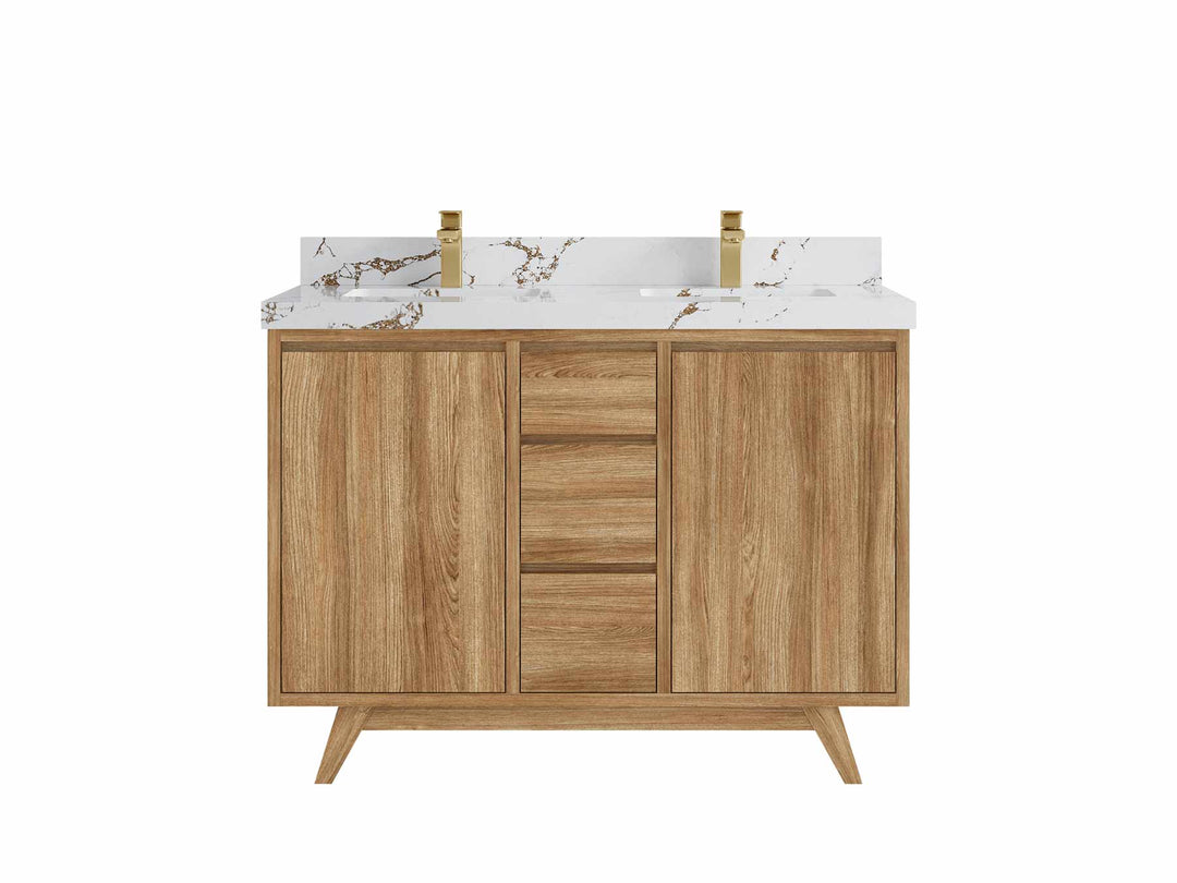 Madison Teak Wood 48 in. W x 22 in. D Double Sink Bathroom Vanity