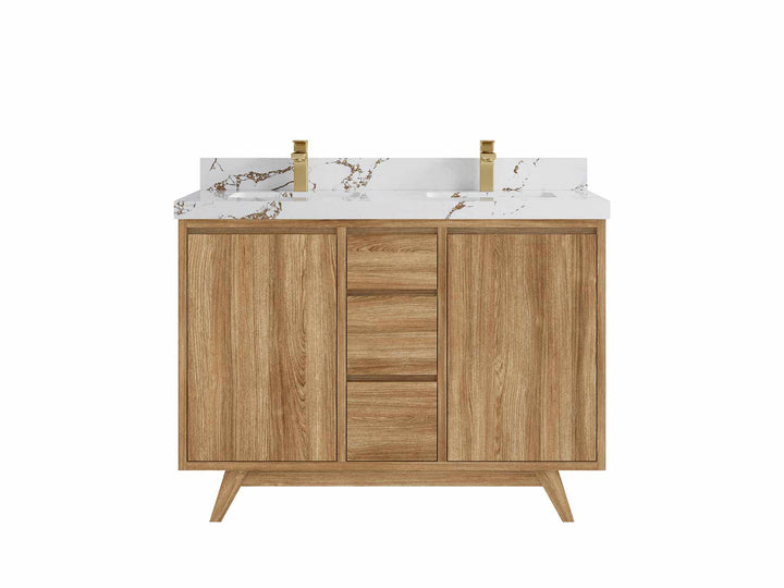 Madison Teak Wood 48 in. W x 22 in. D Double Sink Bathroom Vanity - photo 14