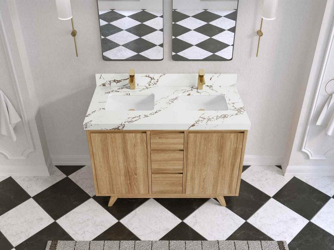 Madison Teak Wood 48 in. W x 22 in. D Double Sink Bathroom Vanity
