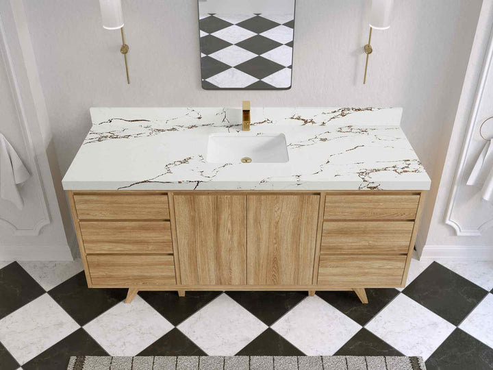 Madison Teak Wood 72 in. W x 22 in. D Single Sink Bathroom Vanity - photo 35
