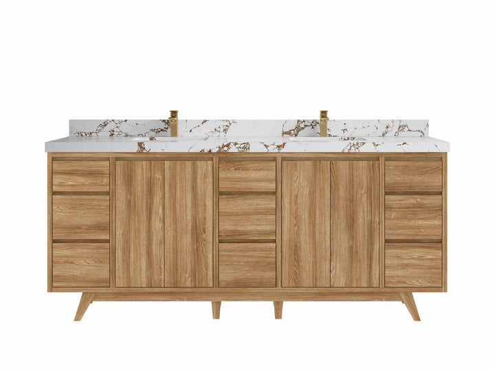 Madison Teak Wood 80 in. W x 22 in. D Double Sink Bathroom Vanity - photo 35