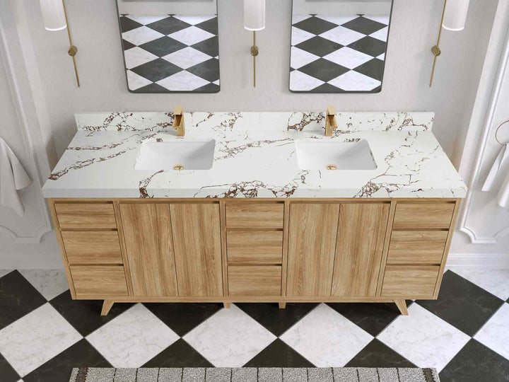 Madison Teak Wood 80 in. W x 22 in. D Double Sink Bathroom Vanity - photo 34