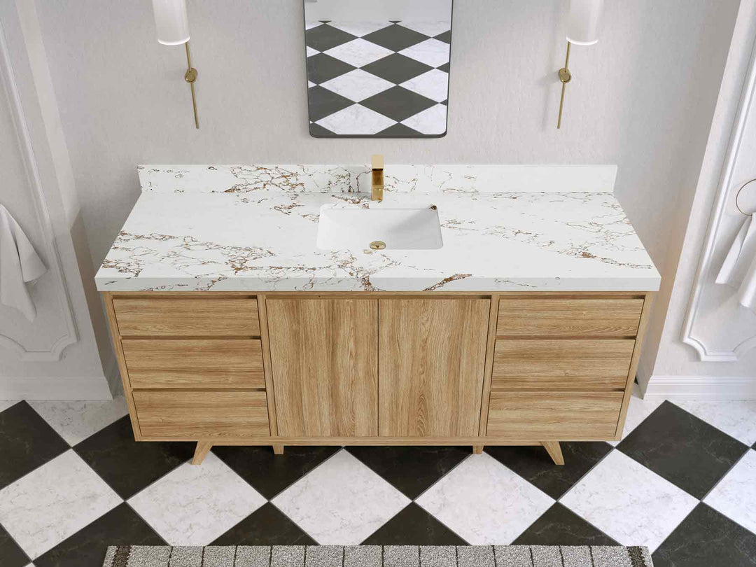 Madison Teak Wood 72 in. W x 22 in. D Single Sink Bathroom Vanity