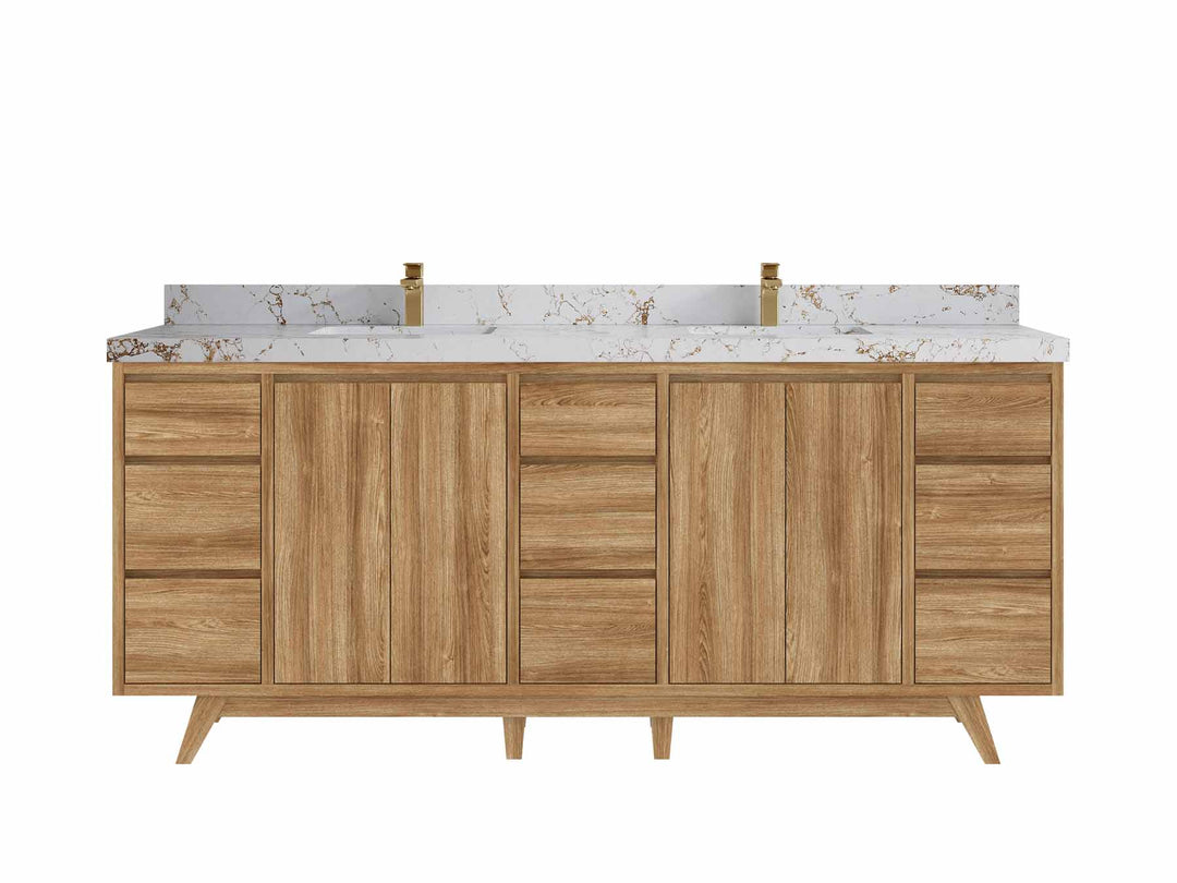 Madison Teak Wood 80 in. W x 22 in. D Double Sink Bathroom Vanity