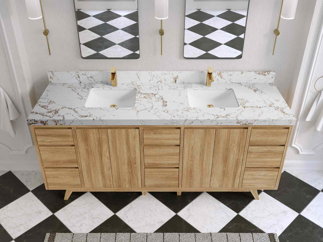 Madison Teak Wood 80 in. W x 22 in. D Double Sink Bathroom Vanity