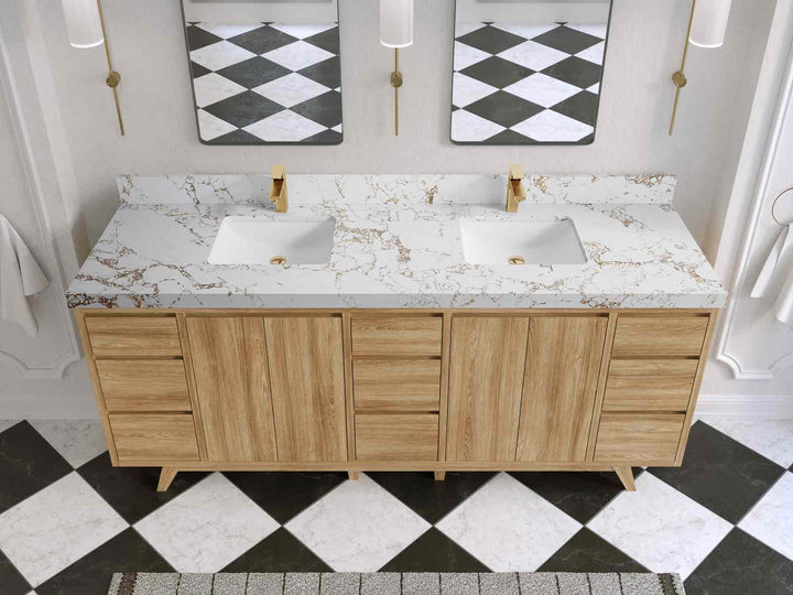 Madison Teak Wood 80 in. W x 22 in. D Double Sink Bathroom Vanity - photo 36